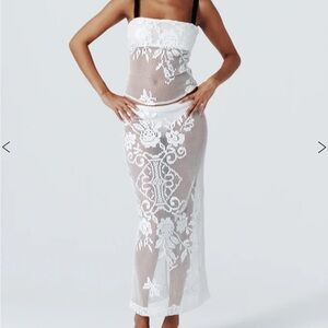 NWT With Jean Saint Midi Skirt in White